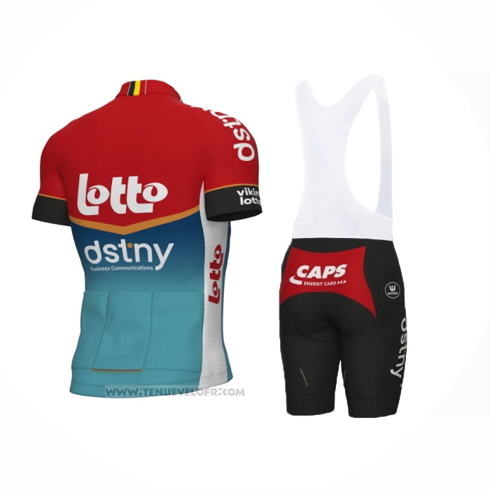 2024 Maillot Cyclisme Lotto Dstny Bleu Clair Rouge Manches Courtes Et Cuissard